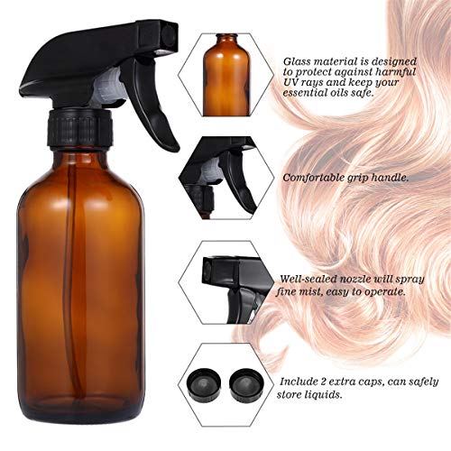 Nisorpa 16oz Amber Glass Spray Bottles 6 Pack Refillable Essential...