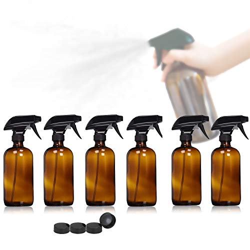 Nisorpa 16oz Amber Glass Spray Bottles 6 Pack Refillable Essential...