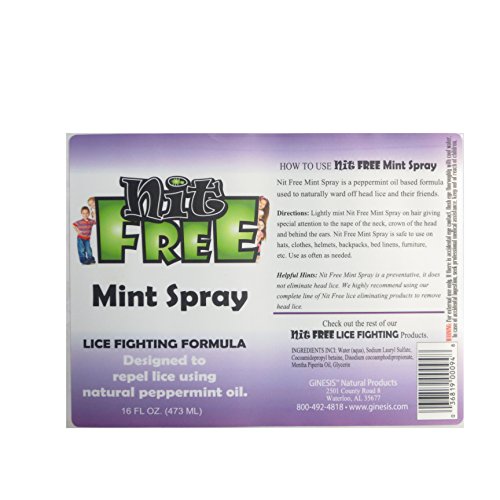 Nit Free Head Lice Mint Oil Peppermint Spray, 16oz Anti Super Lice...