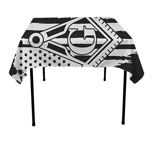 Stain Resistant Table Cover Freemason Logo American Flag Tableclot...