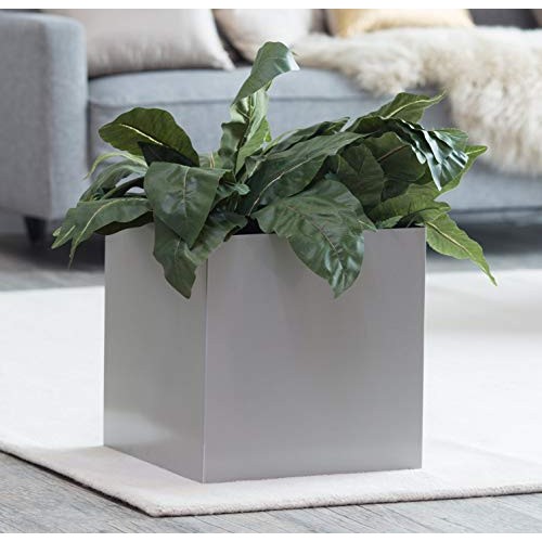 Madeira Cube Planter - Brushed Metal - 16L x 16W x 16H - Square...