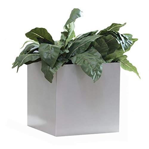 Madeira Cube Planter - Brushed Metal - 16L x 16W x 16H - Square...