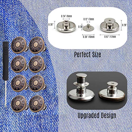 8 Sets Replacement Jean Buttons,No Sew Removable Metal Button for ...