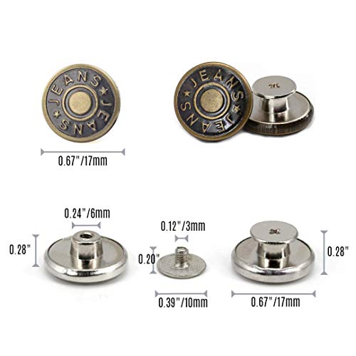 8 Sets Replacement Jean Buttons,No Sew Removable Metal Button for ...