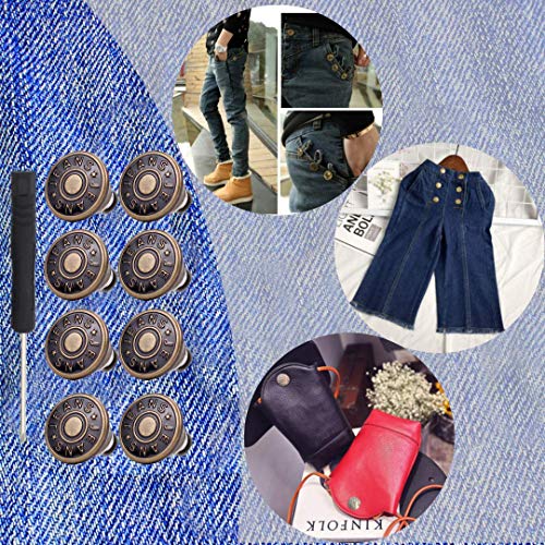 8 Sets Replacement Jean Buttons,No Sew Removable Metal Button for ...