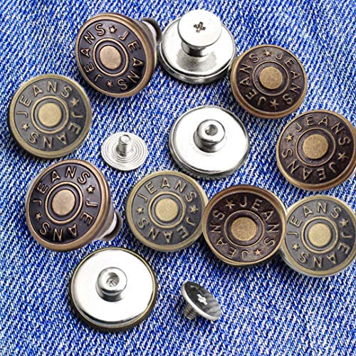 8 Sets Replacement Jean Buttons,No Sew Removable Metal Button for ...