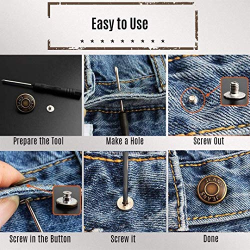 8 Sets Replacement Jean Buttons,No Sew Removable Metal Button for ...