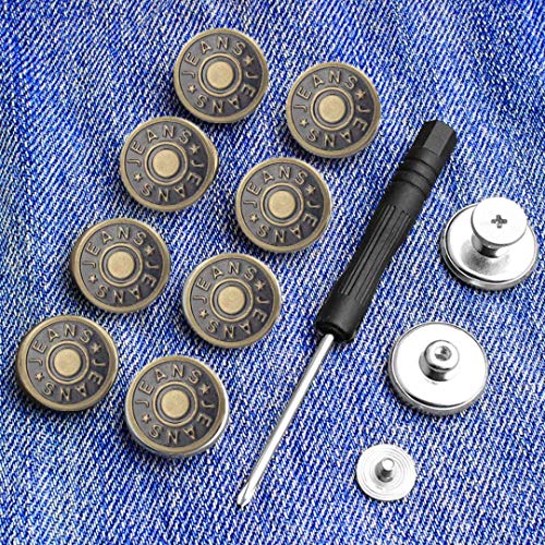 8 Sets Replacement Jean Buttons,No Sew Removable Metal Button for ...