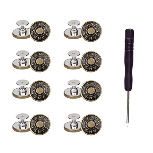 8 Sets Replacement Jean Buttons,No Sew Removable Metal Button for ...