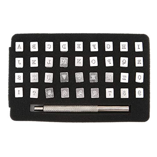 Noblik 36Pcs Metal lphabet Number Stamp Punch Set for Leather Craf...