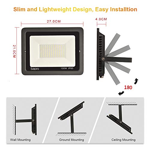2PCS 100W LED Outdoor Floodlight, 10000LM Led Floodlight Super Bri...