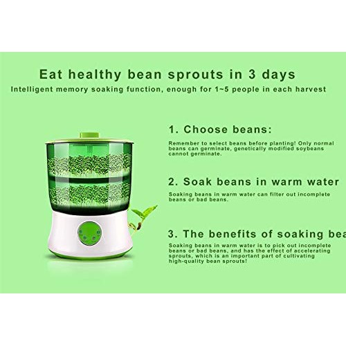 Ethedeal Bean Sprouts Machine-110V 2-Layer Automatic Bean Sprouts ...