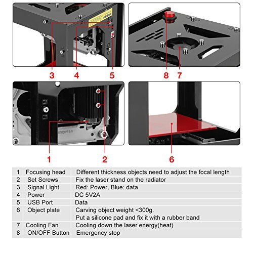 nobrand 1000mW Laser Engraver, Laser Engraving Printer Mini USB En...