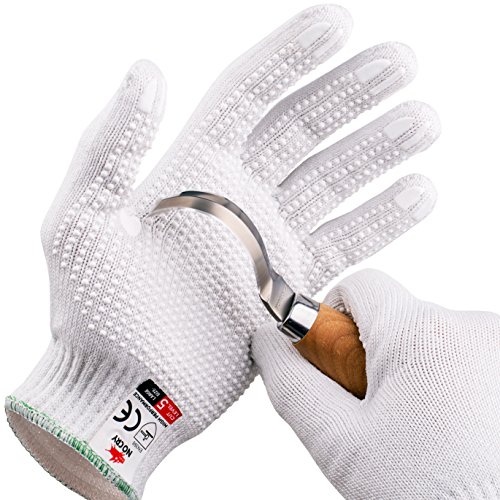 NoCry Cut Resistant Protective Work Gloves with Rubber Grip Dots. ...