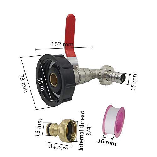 Hongyuantongxun IBC Tank Adapter S60X6 to Iron Brass Tap 1/2, Wate...