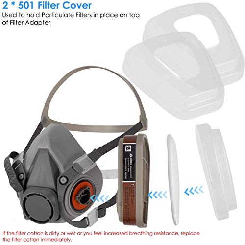 ALIVESUN 7 in 1 Half Facepiece Reusable Respirator 6200 Painting S...