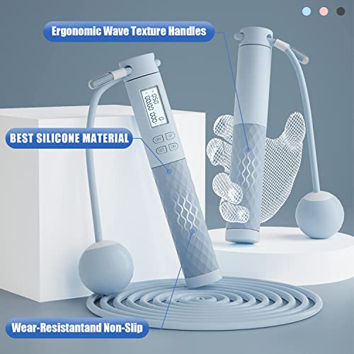 Fitness Jump Ropes with Calorie Counter and Silicone Handles for W...