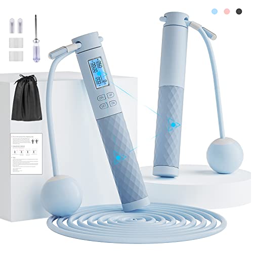 Fitness Jump Ropes with Calorie Counter and Silicone Handles for W...