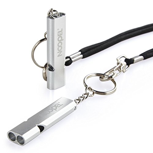 Noopel 2 Pack Survival Whistle with Lanyard and Keychain Double Tu...