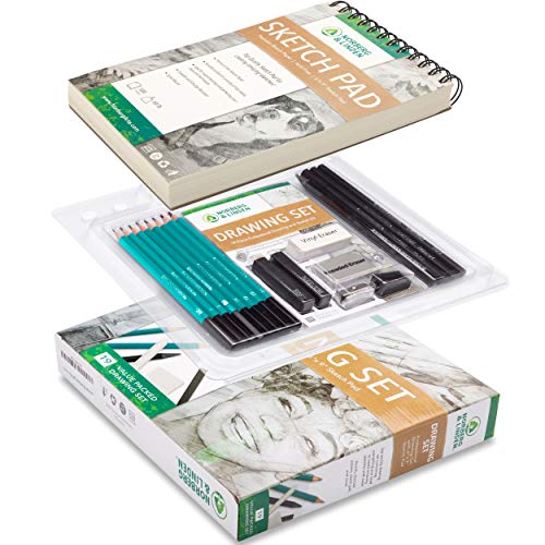 Drawing Set - Sketching and Charcoal Pencils - 100 Page Drawing Pa...