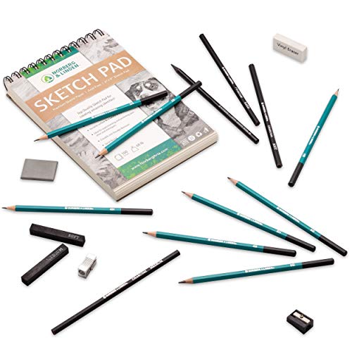 Drawing Set - Sketching and Charcoal Pencils - 100 Page Drawing Pa...