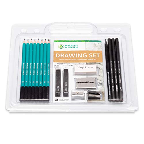 Drawing Set - Sketching and Charcoal Pencils - 100 Page Drawing Pa...