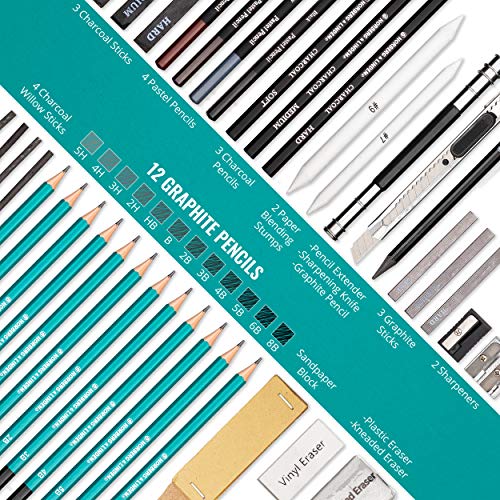 XXL Drawing Set - 41-Piece Kit - Sketching and Charcoal Pencils....