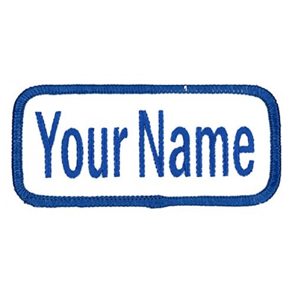  Name Patch Uniform Work Shirt Personalized Embroidered White  with Red Border. Iron on.