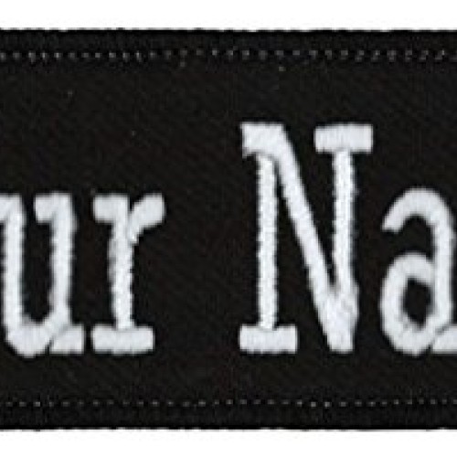Name Tag Personalized and Embroidered 4 Wide x 1.5 Tall Black Bord...