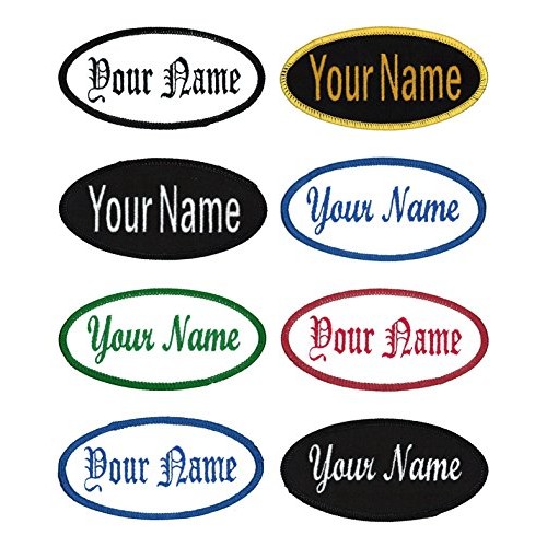 Oval Name Patch Uniform Work Shirt Custom Embroidery White with Re...