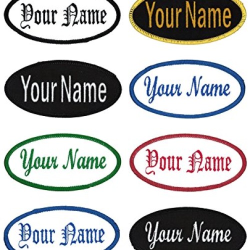 Oval Name Patch Uniform Work Shirt Custom Embroidery White with Re...
