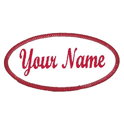 Oval Name Patch Uniform Work Shirt Custom Embroidery White with Re...