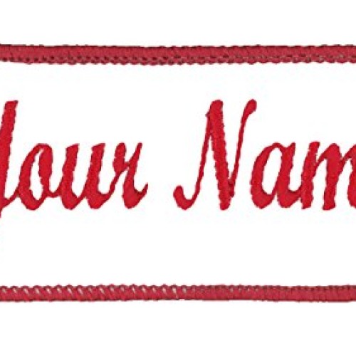 Uniform Work Shirt Patch Customized Embroidered Red Border on Whit...