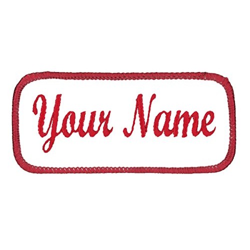 Uniform Work Shirt Patch Customized Embroidered Red Border on Whit...