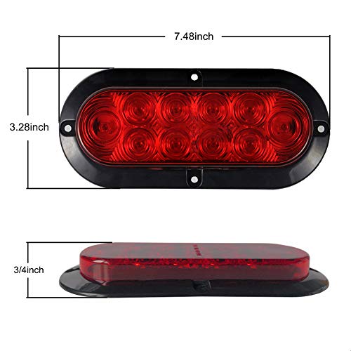 NOVALITE 12V DC 6 Inch Oval Red LED Brake Stop Turn Trailer Tail T...
