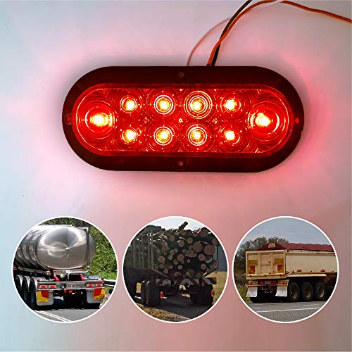 NOVALITE 12V DC 6 Inch Oval Red LED Brake Stop Turn Trailer Tail T...