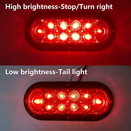 NOVALITE 12V DC 6 Inch Oval Red LED Brake Stop Turn Trailer Tail T...