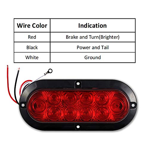 NOVALITE 12V DC 6 Inch Oval Red LED Brake Stop Turn Trailer Tail T...
