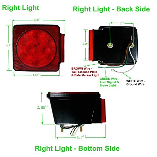 NOVALITE 2pcs Square 4 inch Red LED Waterproof Boat Trailer Lights...