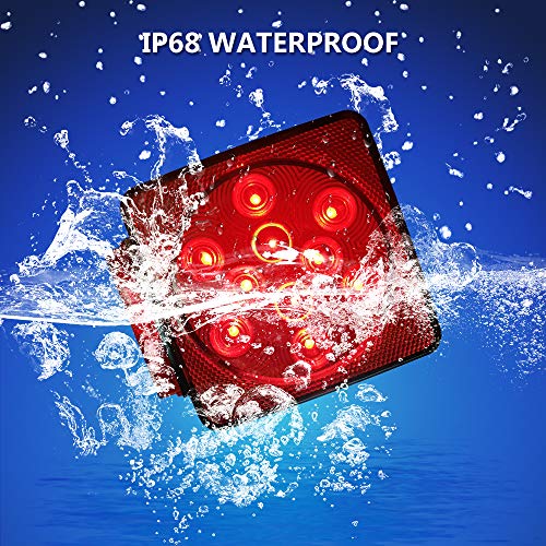 NOVALITE 2pcs Square 4 inch Red LED Waterproof Boat Trailer Lights...