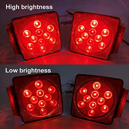 NOVALITE 2pcs Square 4 inch Red LED Waterproof Boat Trailer Lights...