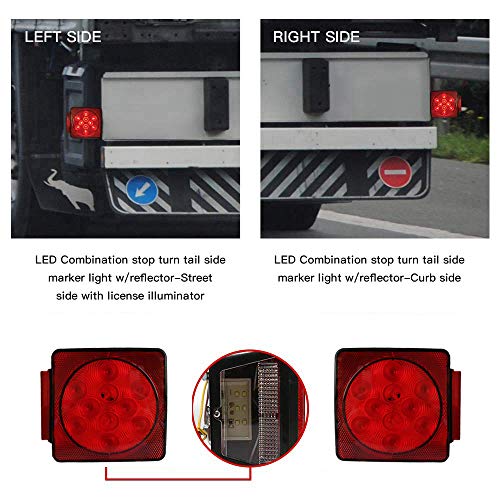 NOVALITE 2pcs Square 4 inch Red LED Waterproof Boat Trailer Lights...