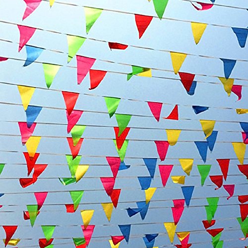 Novelty Place 100 Feet Pennant Banner - 75 Multicolor Bunting Flag...