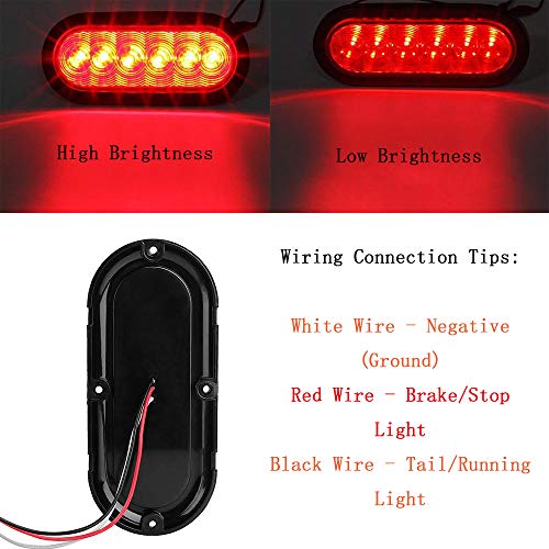 NPAUTO 2Pcs 6 Oval Trailer Tail Lights Red 6 LED Stop Turn Brake ...