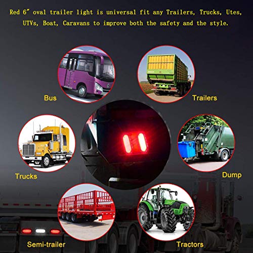 NPAUTO 2Pcs 6 Oval Trailer Tail Lights Red 6 LED Stop Turn Brake ...