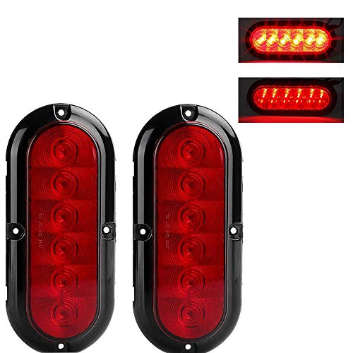 NPAUTO 2Pcs 6 Oval Trailer Tail Lights Red 6 LED Stop Turn Brake ...