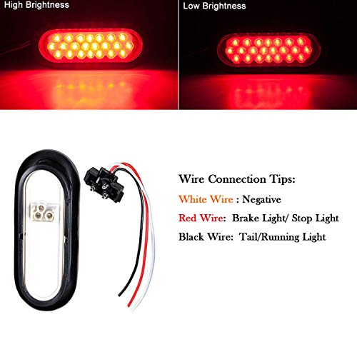 NPAUTO 4Pcs 6 Oval Trailer Tail Lights 24 Red LED Stop Turn Brake...