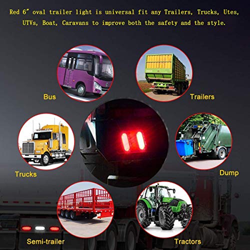 NPAUTO 4Pcs 6 Oval Trailer Tail Lights 24 Red LED Stop Turn Brake...