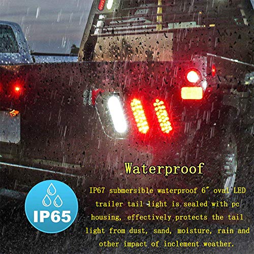 NPAUTO 4Pcs 6 Oval Trailer Tail Lights 24 Red LED Stop Turn Brake...