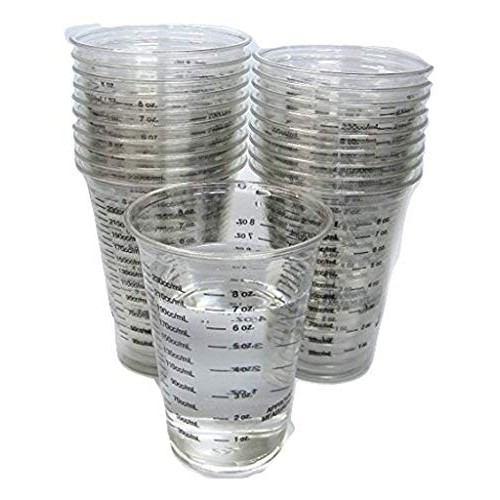 20 8oz Disposable Graduated Clear Plastic Cups for Mixing Paint, S...